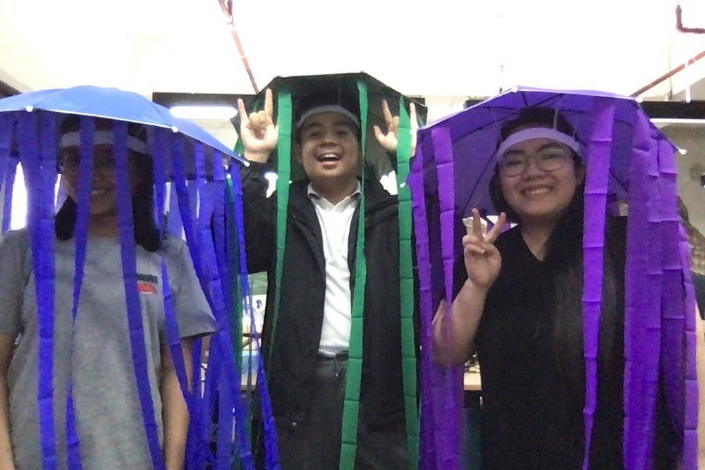 Colleagues in jellyfish costume